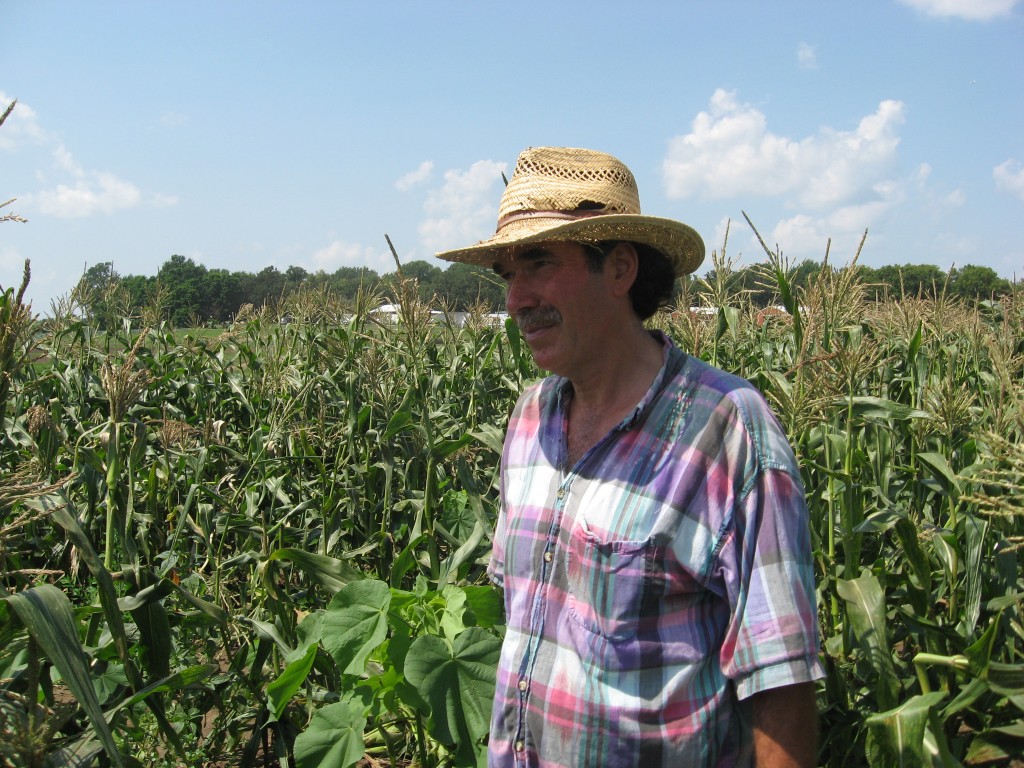 Minnesota farmer Martin Diffley in a field of 'Who Gets Kissed?' sweet corn