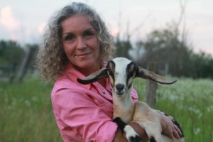 Abbe Turner with goat