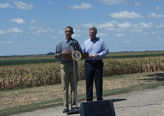 President Barack Obama and Agriculture Secretary Tom Vilsack on the McIntosh family farm in Missouri Valley, Iowa. Photo credit: USDA
