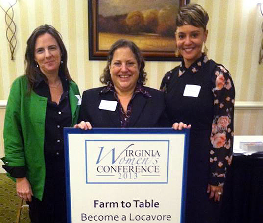 Debra Tropp (center) at the Virginia Women's Conference with fellow panelists Sally Schwitters, Executive Director of Tricycle Gardens, Richmond, VA and Dr. Jewel Hairston, Dean, College of School of Agriculture, Virginia State University.